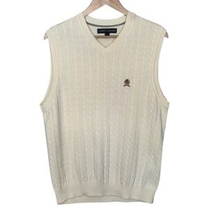 Vintage Tommy Hilfiger Cream Cable Knit‎ Sweater Vest Preppy Academia Y2K Mens M